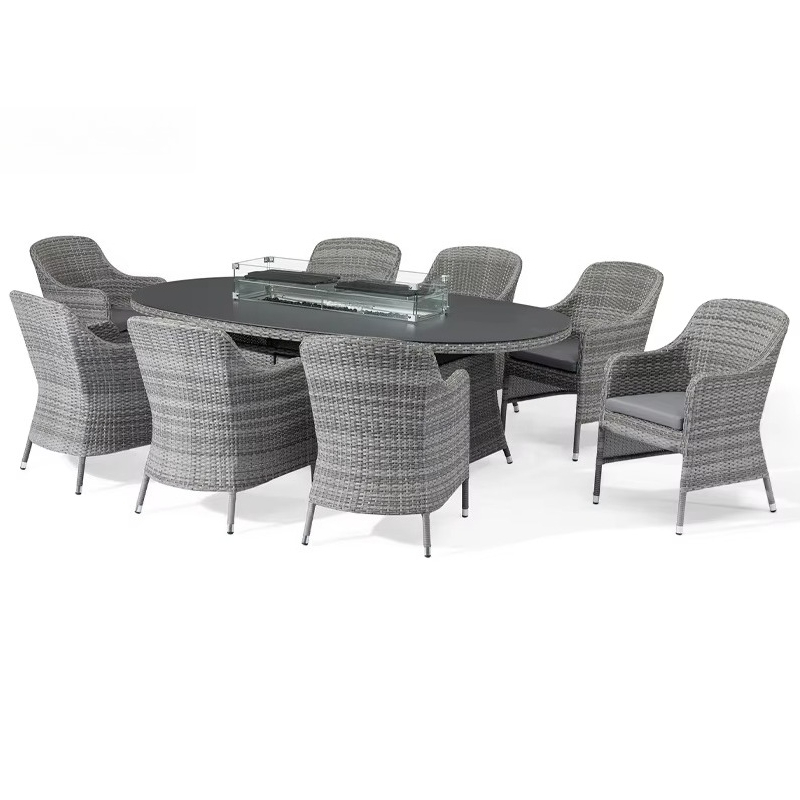 Outdoor Furniture Fire Pit Set - طقم أثاث خارجي حديث من الراتان