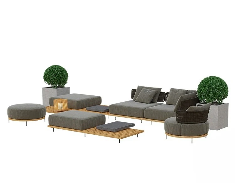 Outdoor Furniture Teak - أريكة خارجية للفيلا والفناء، تصميم نورديك،