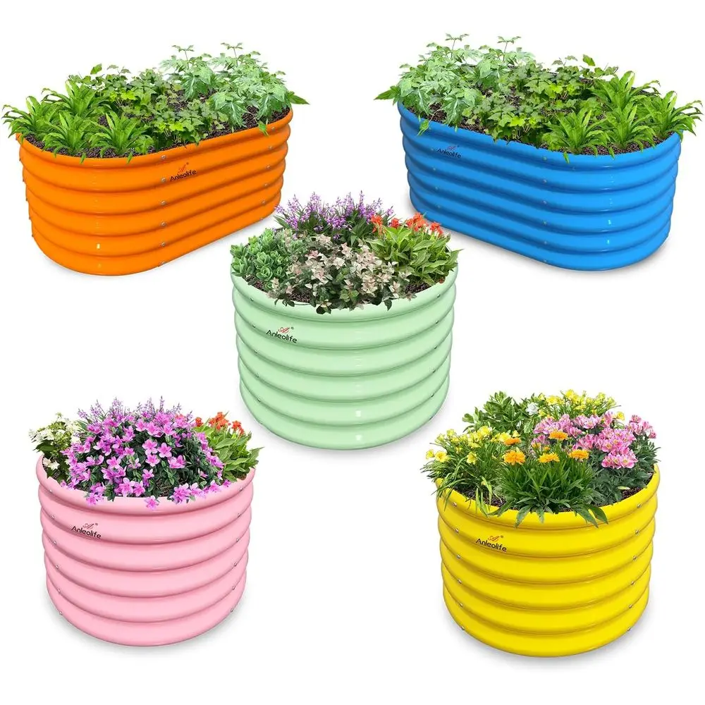 Planter Raised Metal - مجموعة من 5 أحواض زراعة صغيرة