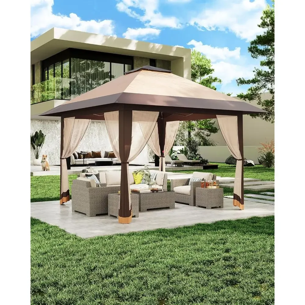 Outdoor Furniture Balcony - جازيبو خارجي 13×13 مع غطاء شبكي،