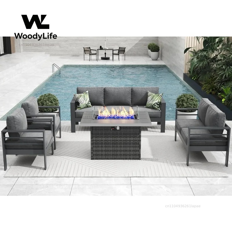Outdoor Furniture Fire Pit Set - طقم أثاث حدائق حديث من الألومنيوم