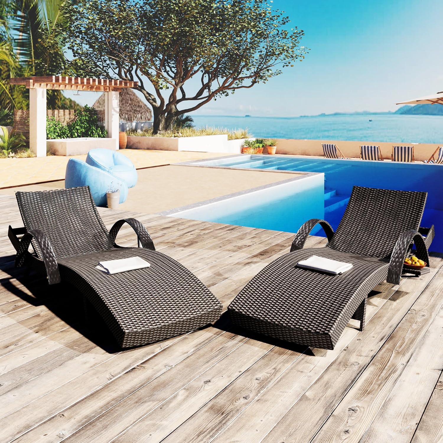 Outdoor Furniture Recliner Set - مجموعة كراسي استرخاء قابلة للتعديل بطول