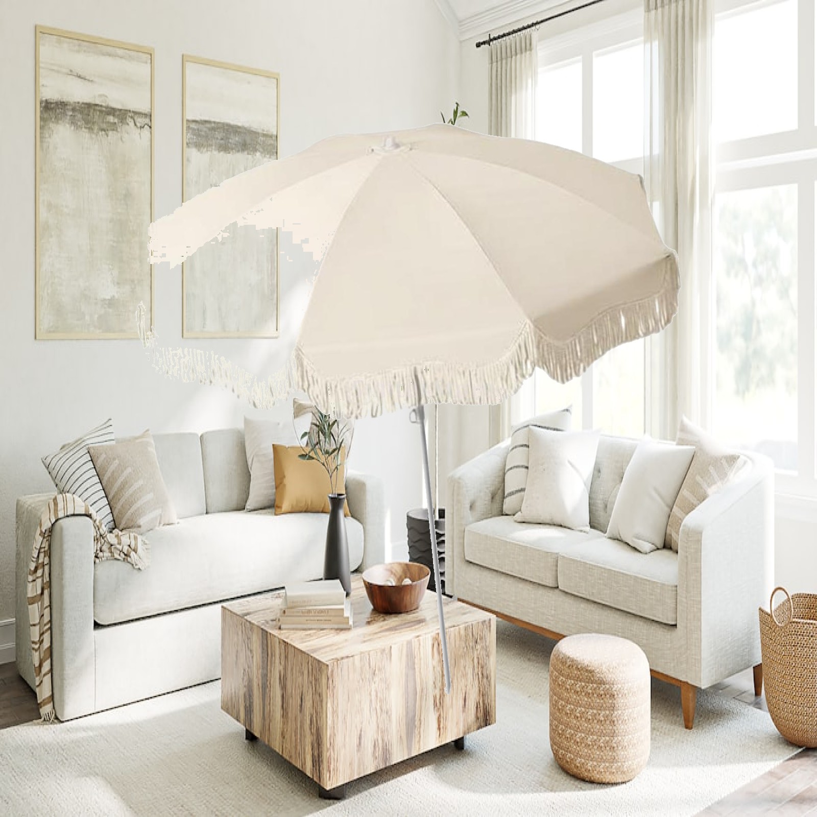 Outdoor Furniture Plus - مظلة فناء بحواف مزخرفة مع حماية