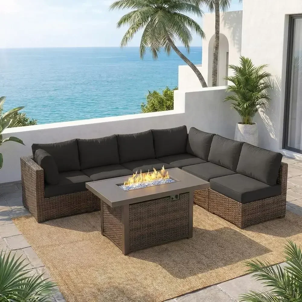 Outdoor Furniture Fire Pit Set - طقم أثاث خارجي مكون من 7