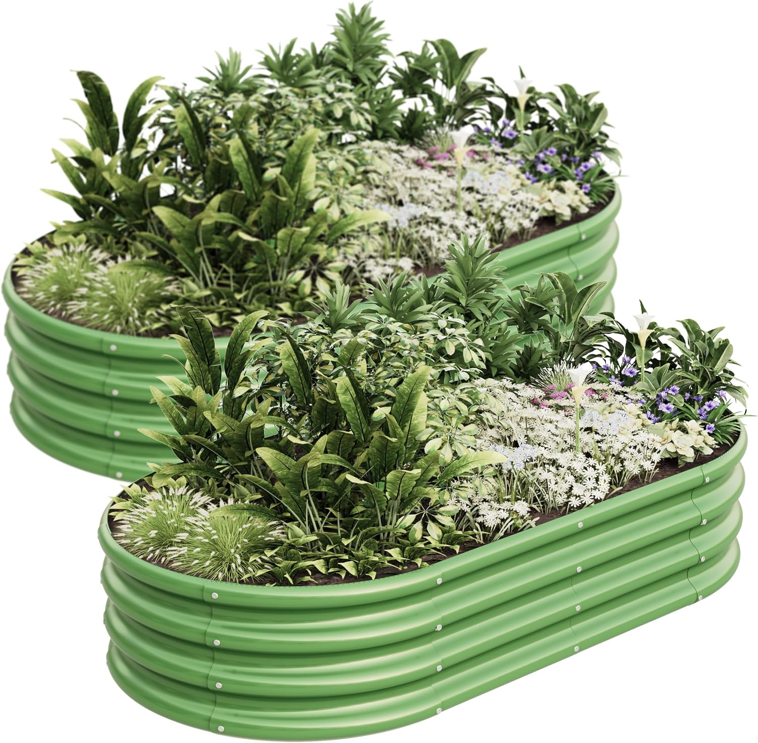 Planter Raised Metal - طقم حوض زراعة بيضاوي مرتفع 4×2×1