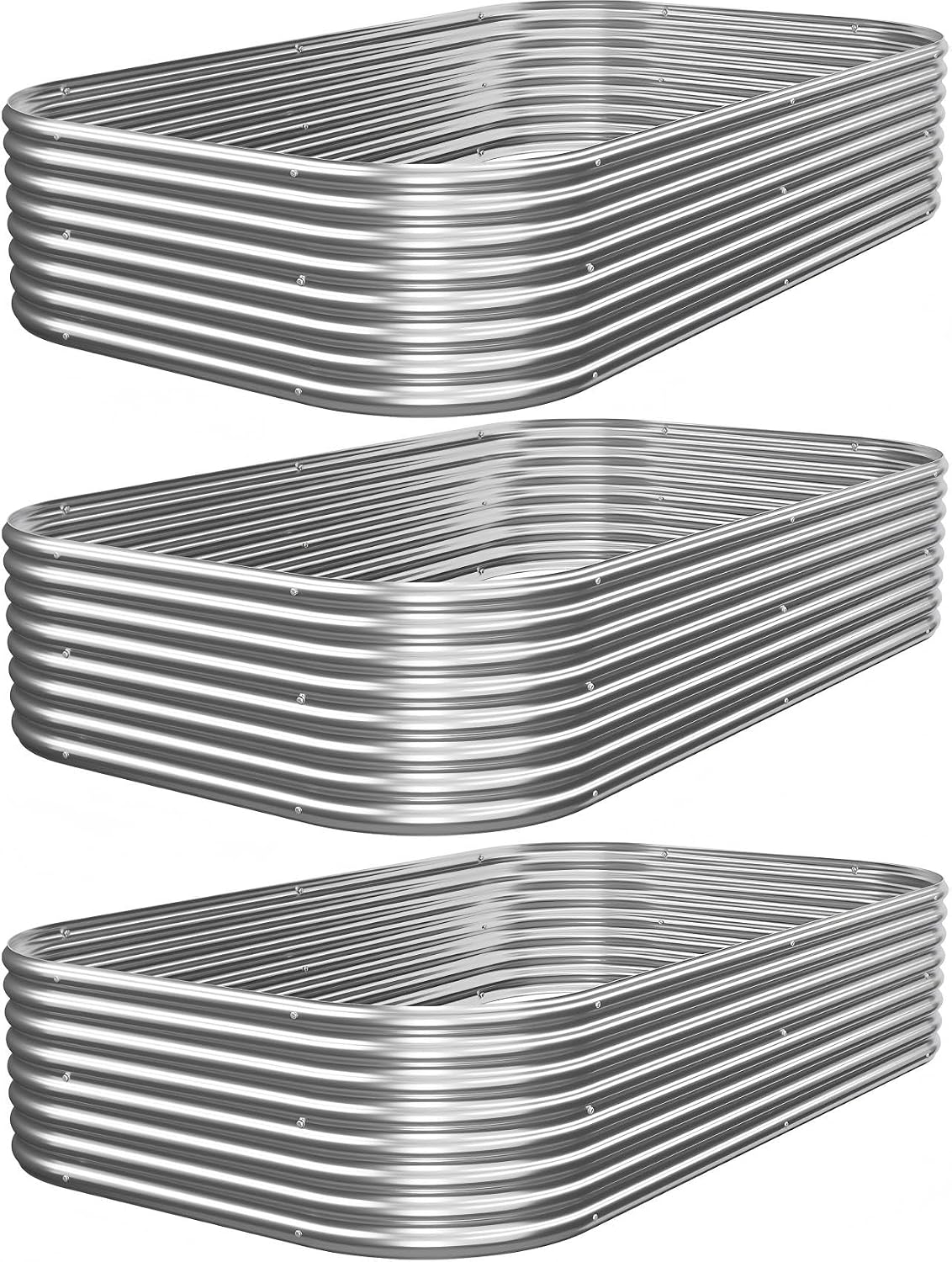 Planter Raised Metal - حوض زراعة معدني مجلفن (3 قطع)