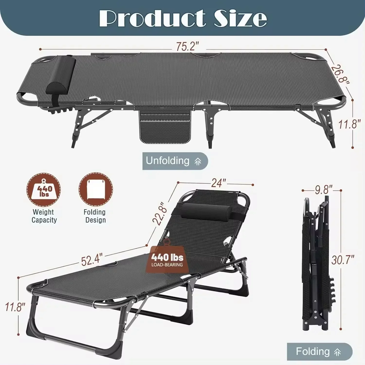 سرير قابل للطي محمول مع وضعيات - مراجعة Outdoor Furniture In Sale وسعره