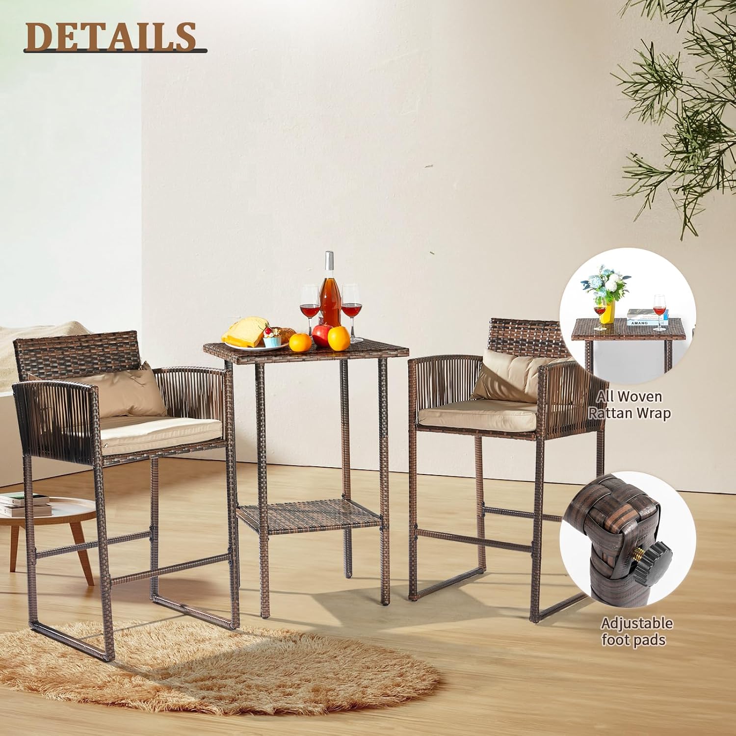 طقم طاولة بار خارجية من الراتا - مراجعة Outdoor Furniture Plus وسعره