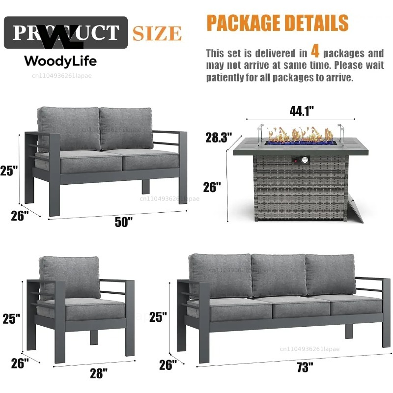 طقم أثاث حدائق حديث من الألومن - مراجعة Outdoor Furniture Fire Pit Set وسعره