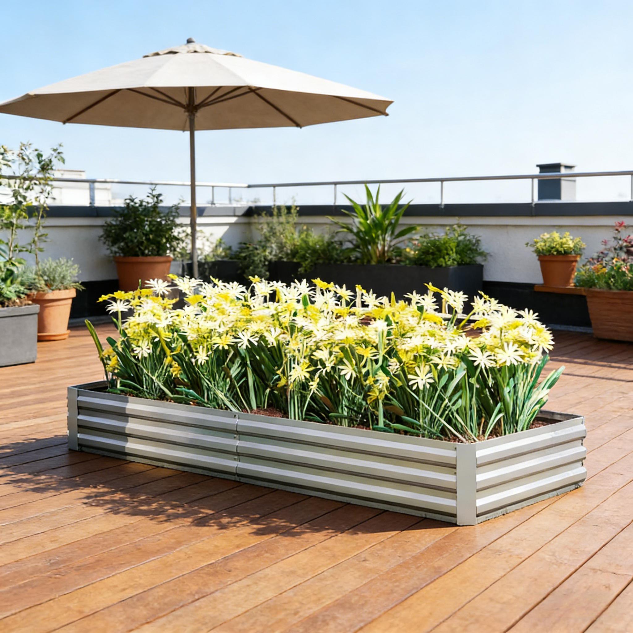 صندوق زهور، صندوق نباتات، حوض  - مراجعة Planter Raised Metal وسعره
