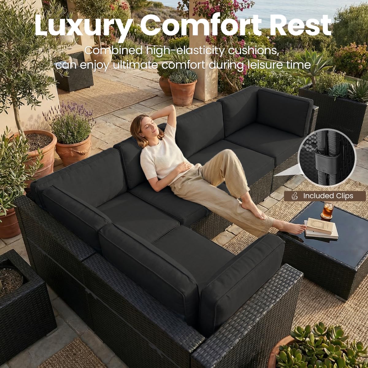 طقم أثاث فناء من 8 قطع مع طاول - مراجعة Outdoor Furniture Fire Pit Set وسعره