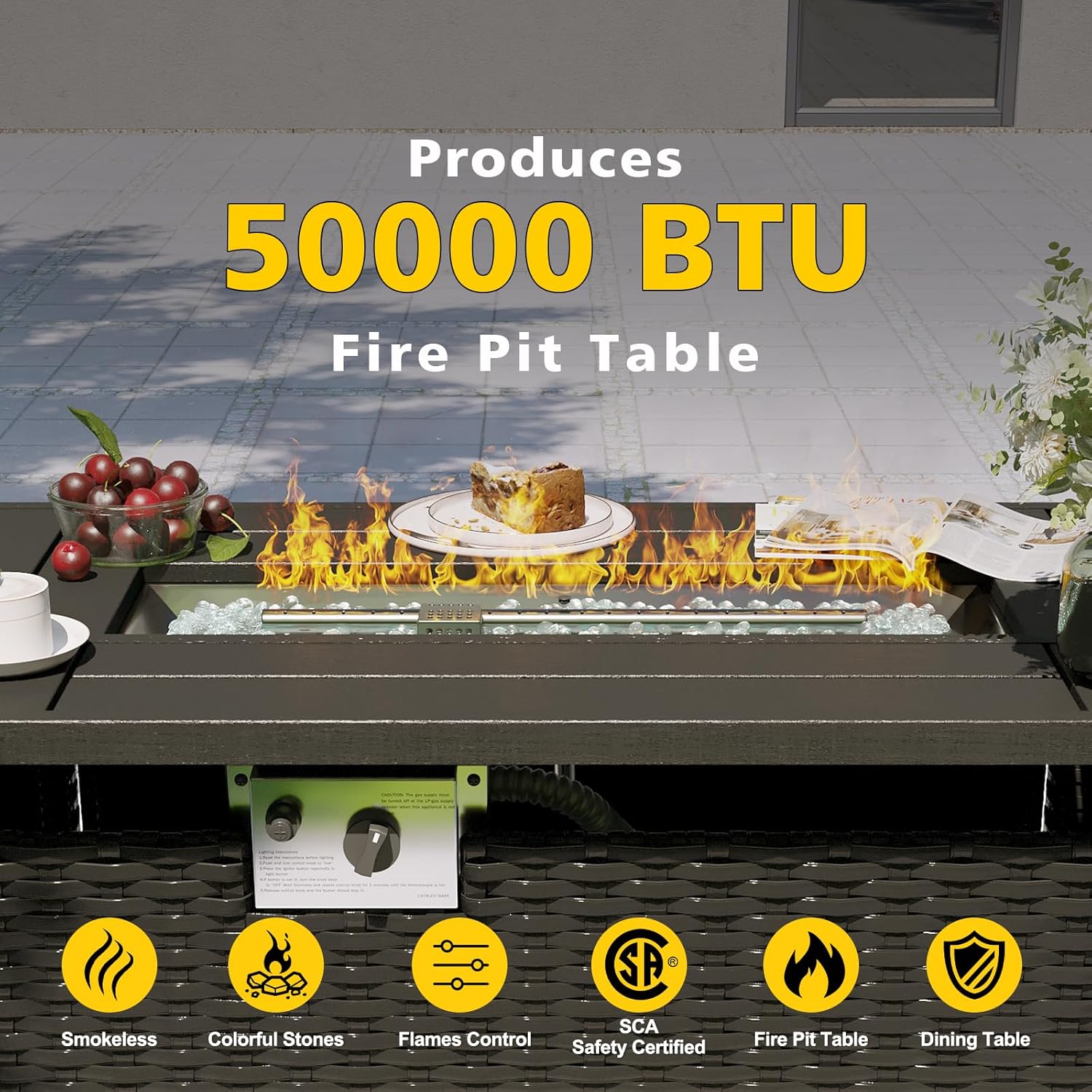 طقم أثاث للفناء مع طاولة موقد  - مراجعة Outdoor Furniture Fire Pit Set وسعره
