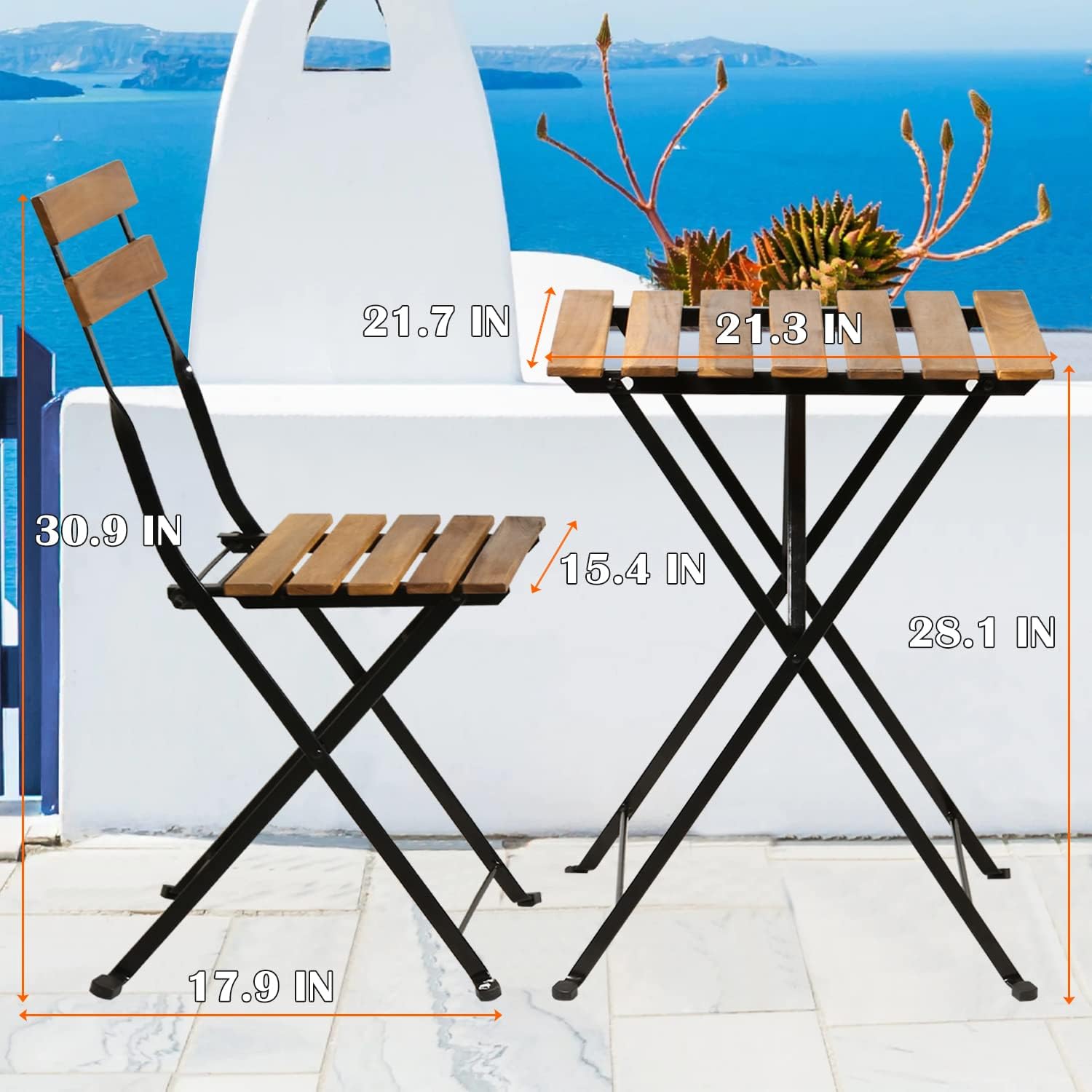 طقم بيسترو خشبي طبيعي قابل للط - مراجعة Outdoor Furniture Balcony وسعره