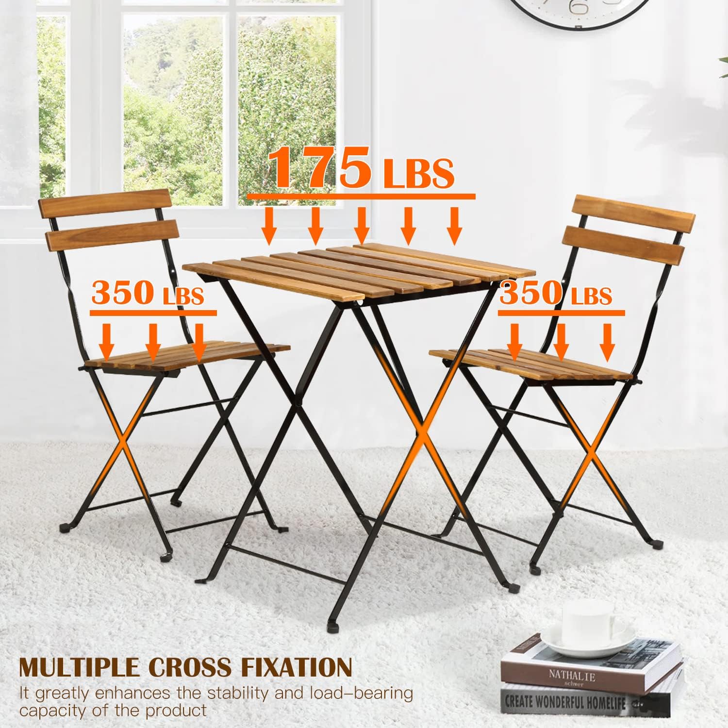 طقم بيسترو خشبي طبيعي قابل للط - مراجعة Outdoor Furniture Balcony وسعره