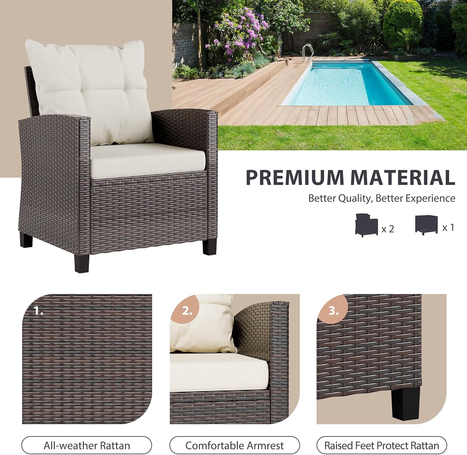 طقم بيسترو من الخيزران المضغوط - مراجعة Outdoor Furniture Balcony وسعره