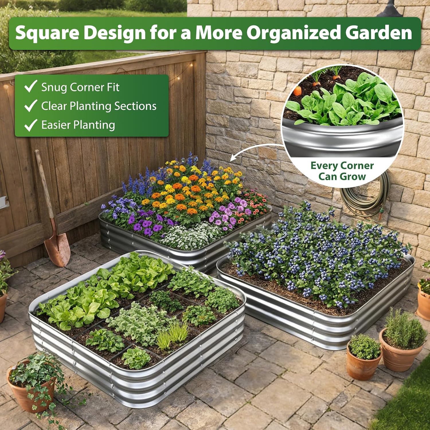 حوض زراعة مربع مجلفن 4×4 قدم - - مراجعة Planter Raised Metal وسعره