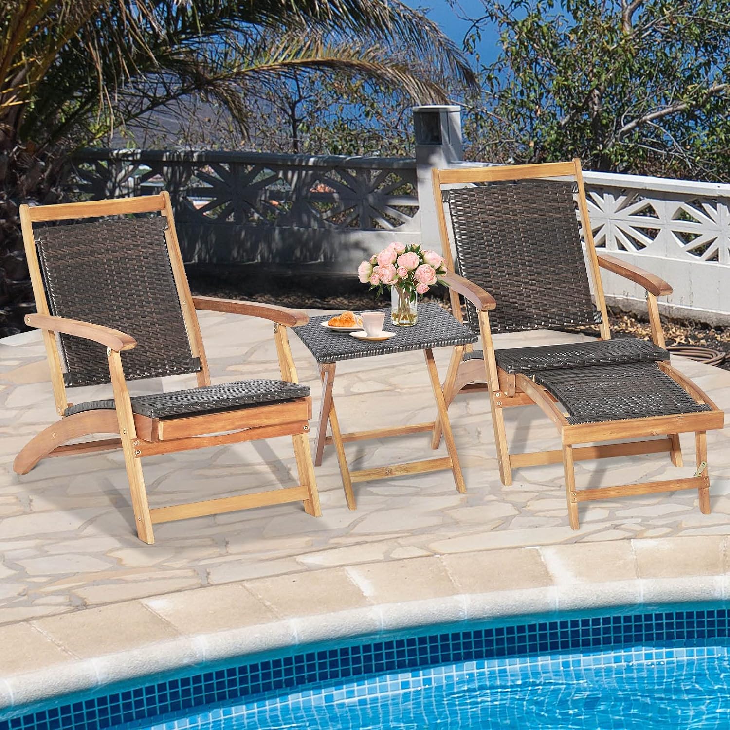 طقم كرسي استرخاء قابل للطي للف - مراجعة Outdoor Furniture Recliner Set وسعره