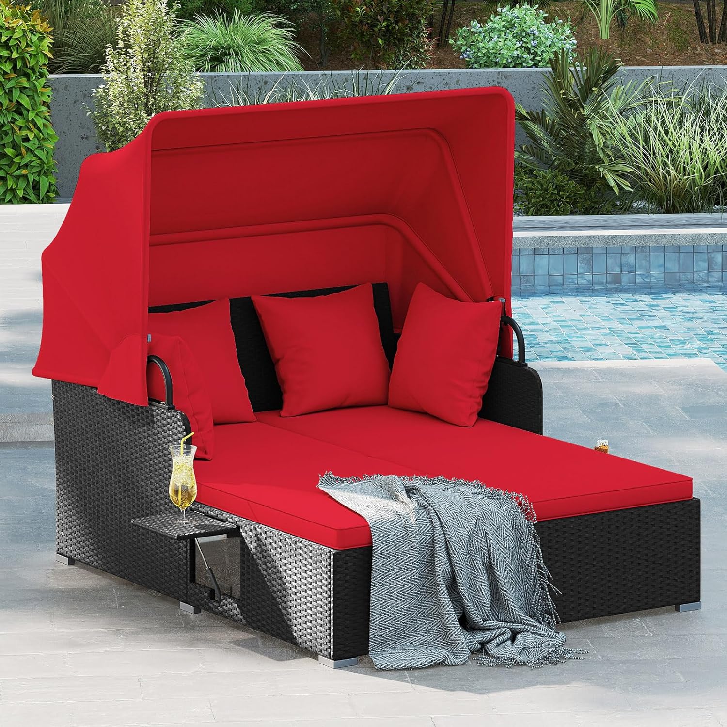 سرير نهاري خارجي من الروطان لش - مراجعة Outdoor Furniture Balcony وسعره