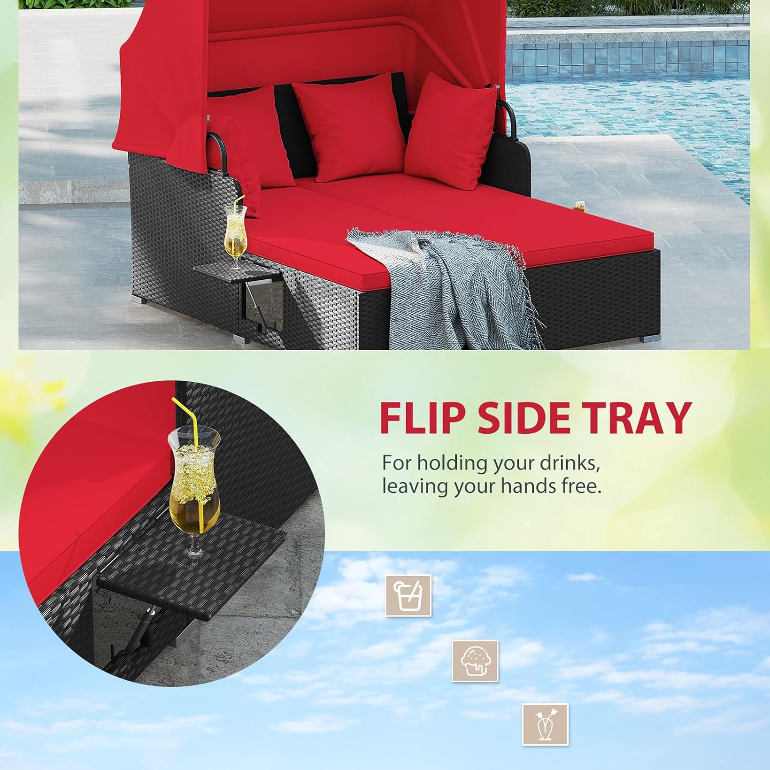 سرير نهاري خارجي من الروطان لش - مراجعة Outdoor Furniture Balcony وسعره