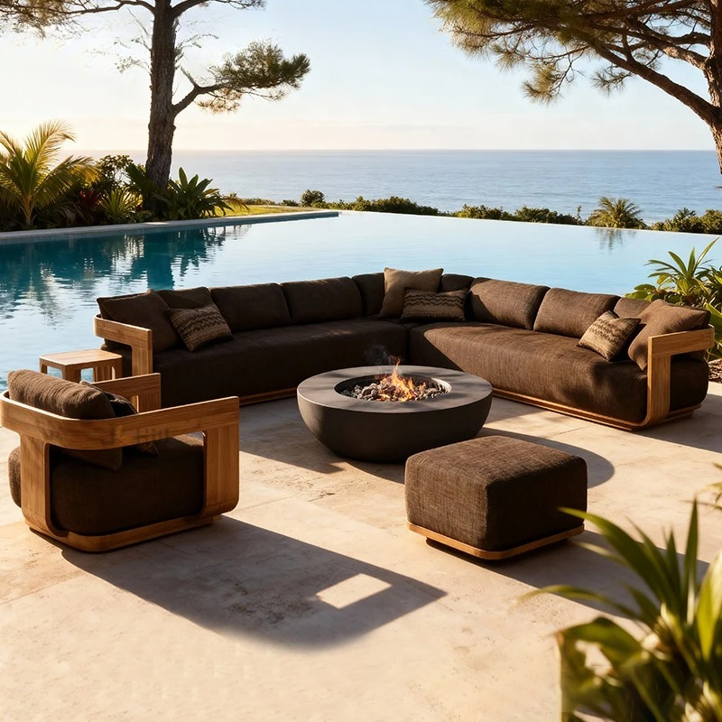 أريكة مع وسائد مقاومة للماء وا - مراجعة Outdoor Furniture Teak وسعره