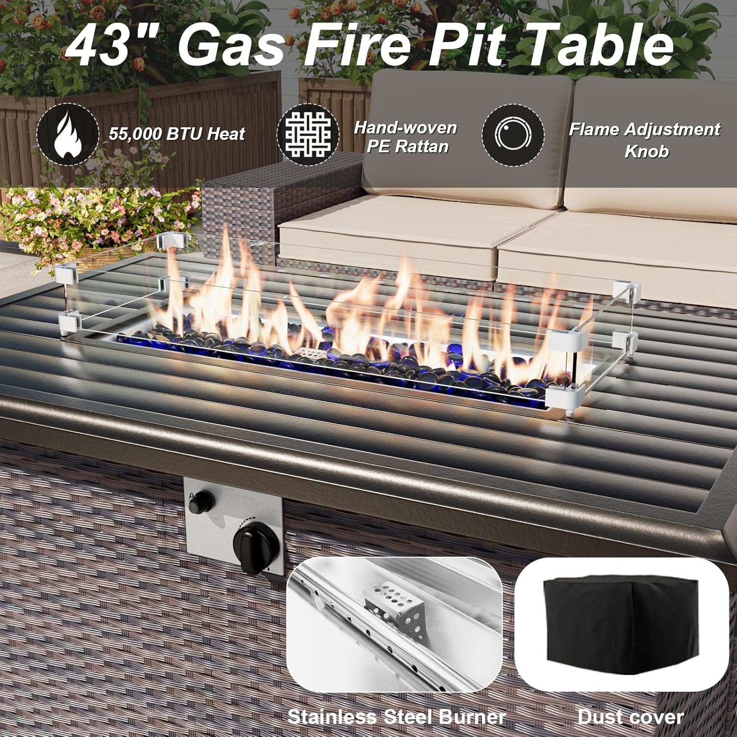 طقم أثاث للفناء مع طاولة موقد  - مراجعة Outdoor Furniture Fire Pit Set وسعره