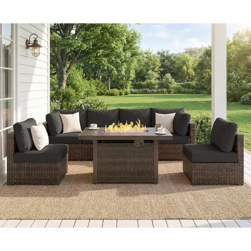 طقم أثاث خارجي مكون من 7 قطع م - مراجعة Outdoor Furniture Fire Pit Set وسعره