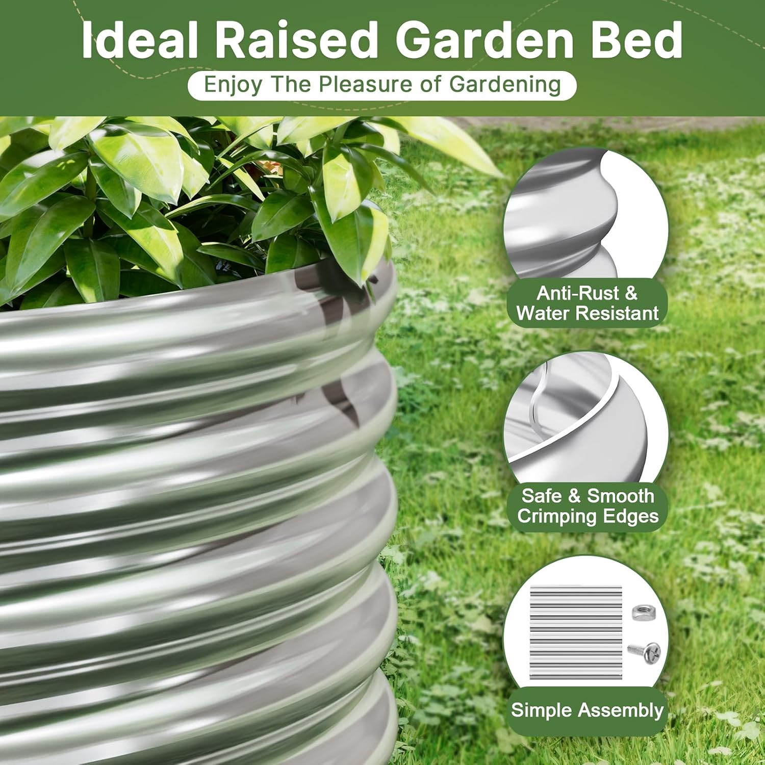حوض زراعة معدني مجلفن (3 قطع)  - مراجعة Planter Raised Metal وسعره